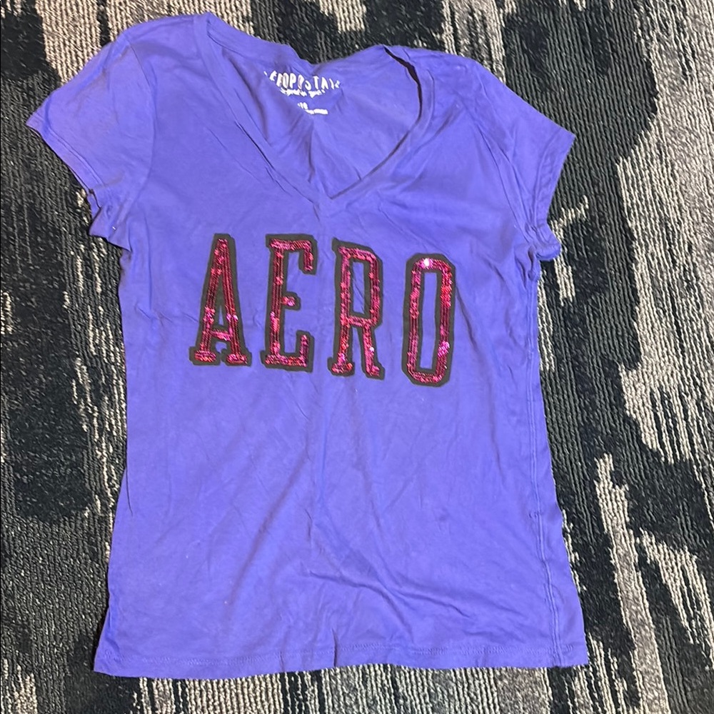 Aeropostale Purple Tee with Red AERO Graphic